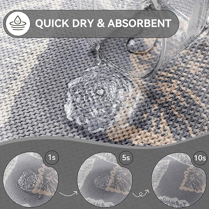 Half Circle Bath Mat,Thin Bathroom Rugs Fit Under Door Quick Dry Non Slip Washable Bathroom Mat with Rubber Backing,Absorbent Woven Half Round Shower Rug