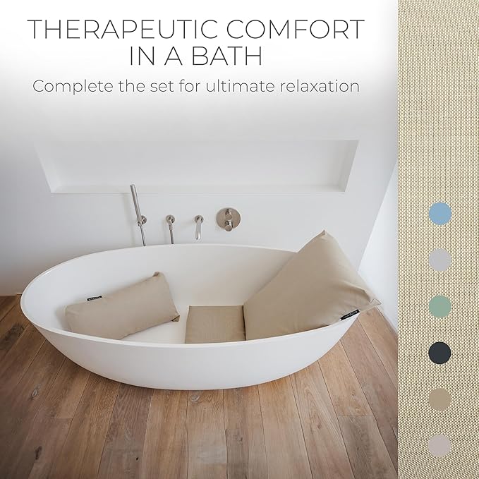 BADESOFA® Luxury Seat Cushion for Bath | Premium-Quality Materials | Comfortable & Quick-Drying | Washable Bath Pillow in Beige | Home Spa | Suitable for Bathtub, Steam Sauna & Hot Tub