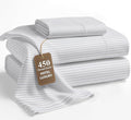 LANE LINEN Twin XL Bed Sheets – 450 Thread Count 100% Cotton, Soft Sateen Weave, Cooling & Fade-Resistant, 15” Deep Pocket, Extra Long Twin Sheets for Hospital Bed, Ticking Stripe