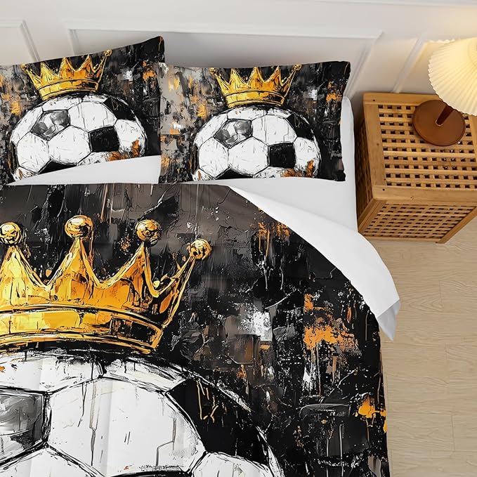 Soccer Ball Comforter Set Twin for Boy，Sport Theme Twin Bedding Sets for Boys，with 1 Comforter with 2 Pillow Case，Soccer Themed Bedroom Decor for Boys