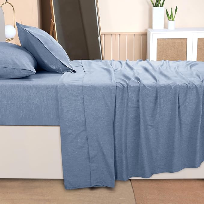 Utopia Bedding Queen Sheet Set – 4 Piece Bed Sheets for Queen Size Bed, Soft and Breathable Microfiber, Includes 1 Fitted Sheet, 1 Flat Sheet and 2 Pillowcases (Heather Navy)