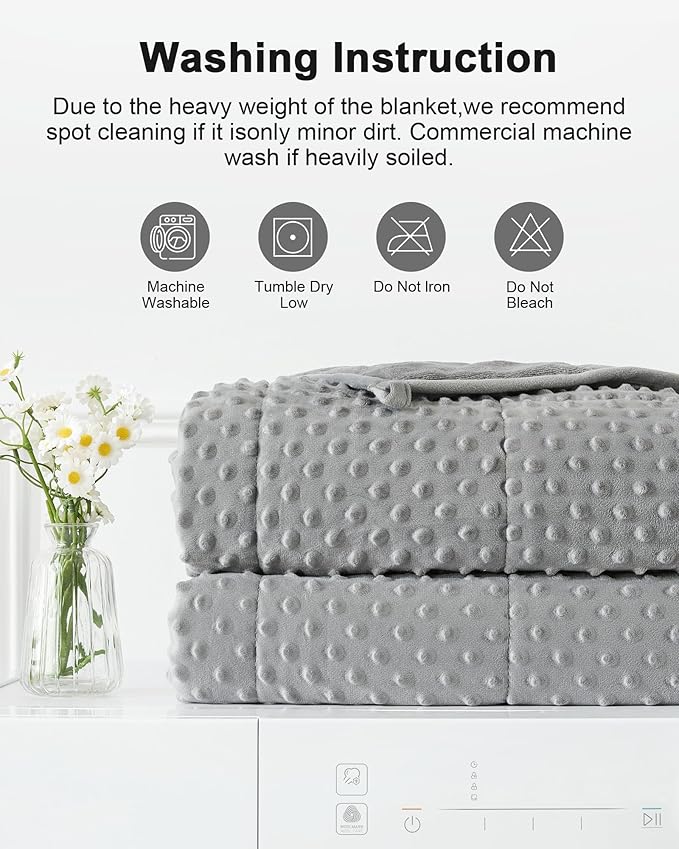 Weighted Blanket for Adults Queen Size 20 lbs, All-Season Minky Dots Cooling Heavy Blanket for Women Men, Soft Cozy and Breathable Weighted Throw, Machine Washable, 60 x 80 Inches, Grey
