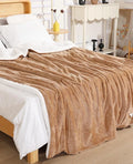 Electric Heated Blanket Throw 50"x60" - Soft Cozy Flannel & Sherpa Fabric Dual-Sided, 9 Heat Settings & 2-10 Hours Auto Off, Warming Heated Throw for Home Office, Machine Washable, Brown