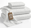 LANE LINEN King Size Sheets – 450 Thread Count Long-Staple 100% Cotton King Bed Sheets, Sustainably Produced & Oeko-Tex Certified, Soft Silky Sateen Finish, 15" Deep Pocket Fitted Sheet – Misty Dot