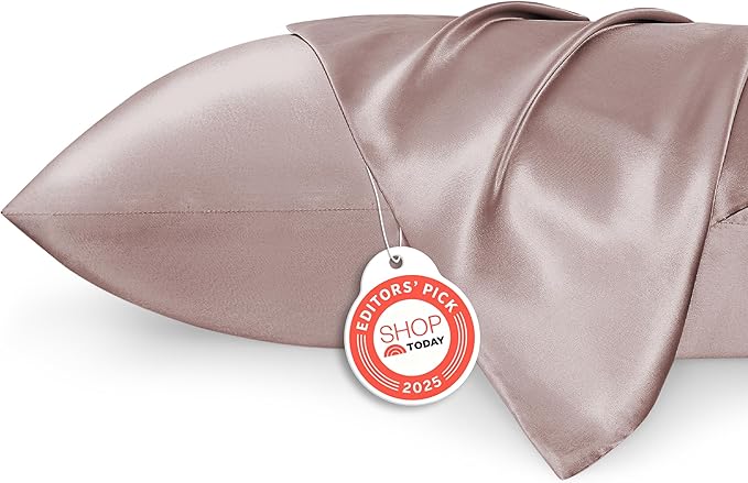 Bedsure Satin Pillowcase 2 Pack Similar to Silk Pillow Cases Standard Size, Pillow Case for Sleeping Women with Envelope Closure, Gifts for Women Men, Dusty Rose, 20x26 Inches, 2pcs