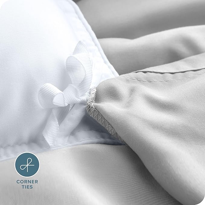 Bare Home Bedding Duvet Cover Queen Size - Premium 1800 Super Soft Collection - Lightweight, Cooling - Soft Breathable Bedding Duvet Cover (Queen, Cloud Grey)