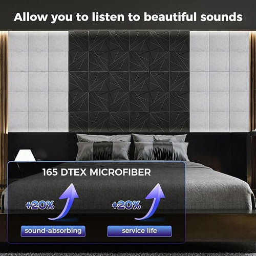 10 pcs 165dtex Microfiber Acoustic Panels ，Self-Adhesive Soundproof Wall Panels, 12 x 12 x 0.4 in Sound Proof Foam Panels for Walls, High Density, Noise Dampening Panels for Home Studio（Gray）