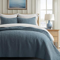 EVERGRACE 100% Cotton Paisley Quilt Set, King Size 3 Piece Set – Prewashed Lightweight Bedspread with 2 Shams, Soft & Breathable Matelasse Coverlet for All-Season Comfort, Stormy Blue