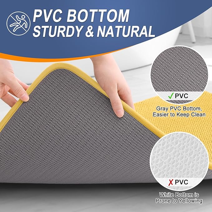 OLANLY Thick Memory Foam Bath Mat Rug 24x16, Extra Soft Absorbent Bathroom Rug, Quick Dry Bath Mats, Non-Slip, Machine Washable Carpet for Bathroom, Tub and Shower, Home Decor Accessories, Yellow