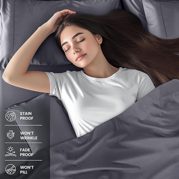Utopia Bedding California King Sheet Set – 4 Piece Bed Sheets for Cal King Size Bed, Soft and Breathable Microfiber, Includes 1 Fitted Sheet, 1 Flat Sheet and 2 Pillowcases (Grey)