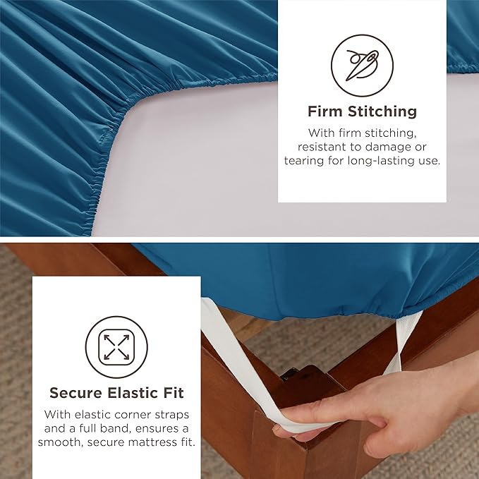 Bedsure Deep Pocket Full Size Bed Sheets Set - Fits Mattresses Up to 21 Inches Thick - 4 Piece GentleSoft Bed Sheets, Moisture Wicking, Cooling Bedsheet & Pillowcases, Easy & Secure Fit, Teal Blue