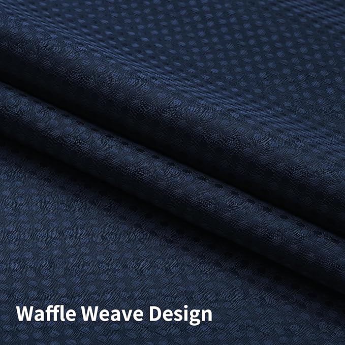 Colorful Star No Hook Shower Curtain with Snap in Fabric Liner, Waffle Weave Heavy Duty Thick Shower Curtains with Mesh Top Window, Hotel Style Waterproof Bathroom Curtain Set, 72 x 81 Inch, Navy Blue