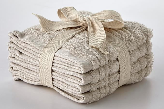 SKL Home CloudSoft Cotton Luxury 4-Piece Washcloth Set, Oatmeal