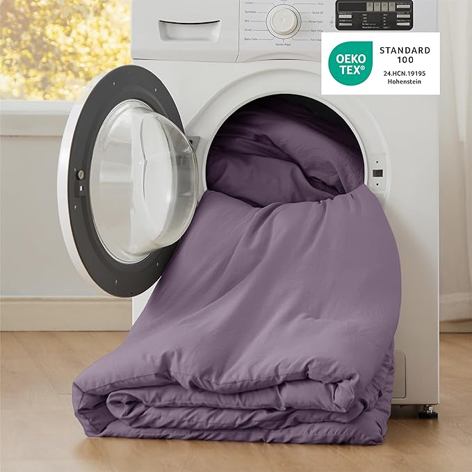 Bedsure King Size Comforter Set, Grayish Purple Soft Prewashed Bedding for All Seasons, 3 Pieces GentleSoft™ Down Alternative Bed Set, 1 Lightweight Comforter (104"x90") and 2 Pillowcases (20"x36")