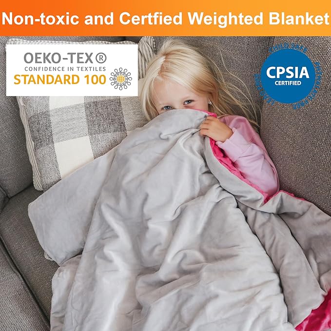 hazli Super-Soft Kids Weighted Blanket 5 Pounds - Weighted Blanket for Kids - Easy to Clean, Washable Minky Cover - 36x48 Inches 5lbs Child - Small Heavy Blanket for Girls and Boys