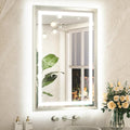 TETOTE 24 x 36 Bathroom LED Mirror Brushed Bright Nickel Metal Frame Frontlit & Backlit Vanity Mirror Anti-Fog Stepless Dimmable 3 Colors White/Warm/Natural Mirror with Lights Wall-Mounted