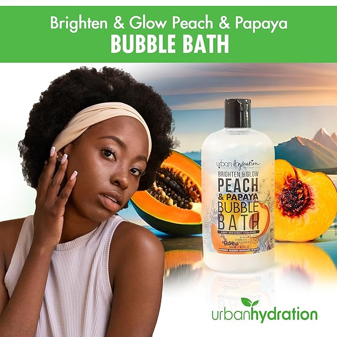 Urban Hydration Peach & Papaya Bubble Bath – Foaming Bubble Bath for Relaxation & Glowing Skin, Enriched with Vitamins A & E, Gentle for All Skin Types, Ideal for Men and Women – 16.9 Oz