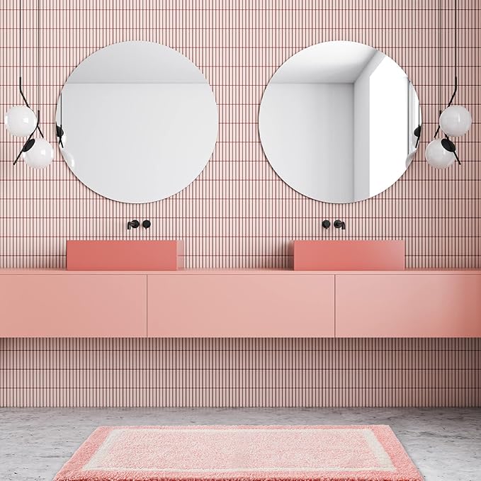 CozeCube Bath mats for Bathroom Non Slip, Fluffy Absorbent Microfiber Bath mat Washable, Aesthetic Bathroom Rugs, Large Blossom Pink Bath mat, Blossom Pink, 36" x 24"