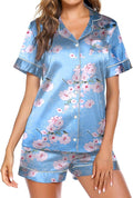 Ekouaer Pajamas for Women Set Silk Satin Pjs Shorts Sleepwear 2 Piece Loungewear S-XXL