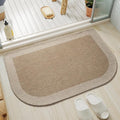 Bathroom Rugs Mat 20x31, Ultra Thin Non Slip Bath Mats for Bathtub Quick Dry Absorbent Rubber Bathroom Mat Fit Under Door, Woven Washable Half Round Bath Rugs Floor, Beige Brown