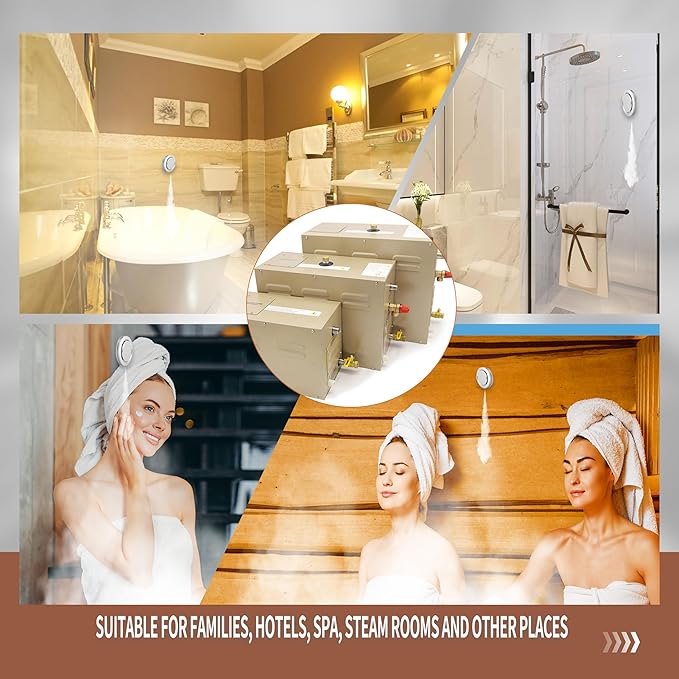 Steam shower generator,15kw Household-Commercial,Steam shower generator kit,with self-draining system,Temperature adjustable 95-131°F,Applicable space 420～560ft3