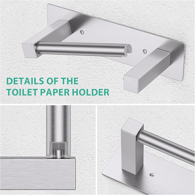 Brushed Nickel Bathroom Toilet Paper Holder Wall Mount, Stainless Steel Commercial Toilet Paper Dispenser Paper Towel Holder, Large Bathroom Toilet Tissue Roll Holder