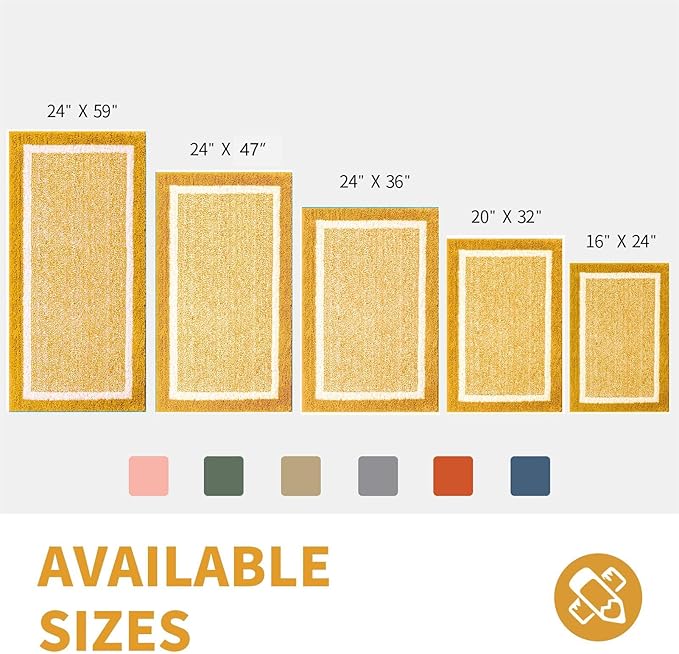CozeCube Bath mats for Bathroom Non Slip, Fluffy Absorbent Microfiber Bath mat Washable, Aesthetic Bathroom Rugs, Cute Harvest Gold Bath mat, Harvest Gold, 32" x 20"