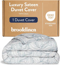 Brooklinen Luxury Sateen Duvet Cover - 100% Cotton, Full/Queen Size in Oyster Blue with Extra-Long Corner Ties and Button Closure - Best Full/Queen Duvet Covers