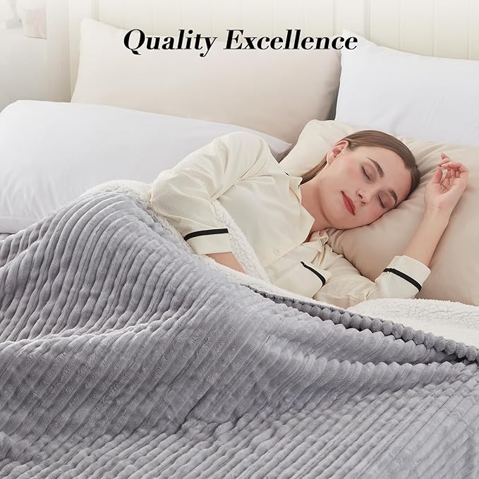 Westinghouse Full Size Heated Blanket, Soft Flannel to Sherpa Reversible, Electric Blanket Full with 10 Heating Settings & 1-12 Hours Auto Shut Off, Machine Washable, (72" x 84", Light Grey)
