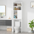 Walsunny Over The Toilet Storage Cabinet, Bathroom Organizer with Open Shelves and Double Doors, Space Saving Toilet Storage, White