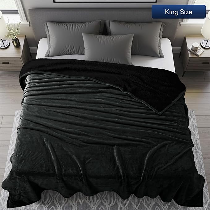 Utopia Bedding Sherpa Blanket King Size (King, 90x102 Inches) - Soft Lightweight Plush Fleece Reversible Blanket for Bed, Sofa, Couch, Camping and Travel