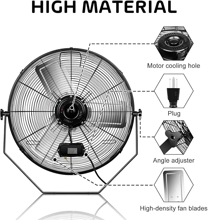 Simple Deluxe 24 Inch Industrial Wall Mount Fan, 3 Speed Commercial Ventilation Metal Fan for Warehouse, Greenhouse, Workshop, Patio, Factory and Basement - High Velocity, black