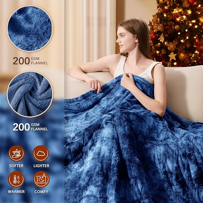 Homemate Electric Heated Blanket Full Size - 72"x84" Heating Blanket Full Size 1/2/4/6/8 Hours Auto-Off 10 Heat Level Over-Heat Protection Luxury Faux Fur Sherpa ETL Certification