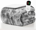 Homemate Heated Weighted Blanket for Adults - 62"x84" 20lbs Electric Throw Fast Heating Heavy Blanket 1/2/4/6/8 Hour Auto Off 10 Heat Levels Over-Heat Protection Luxury Faux Fur Sherpa