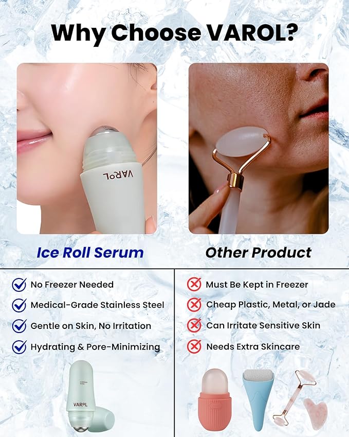 Ice Roll Serum for Face, Puffy Eyes, Under Eye Bags - Panthenol & Tannin for Hydrating, Pore Minimizing, Cooling Ice Roller for Puffiness, Redness, Dark Circles - Korean Skin Care, 1.69 Fl Oz
