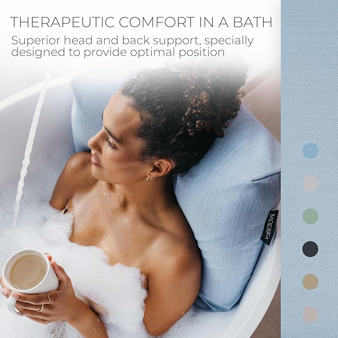 BADESOFA® Luxury Bath Pillow S - Ultra Comfortable & Quick-Drying Bath Back Pillow - Washable Full Body Bath Pillow for Bathtub - Therapeutic Head and Neck Support - Luxury Spa Cushion in Blue