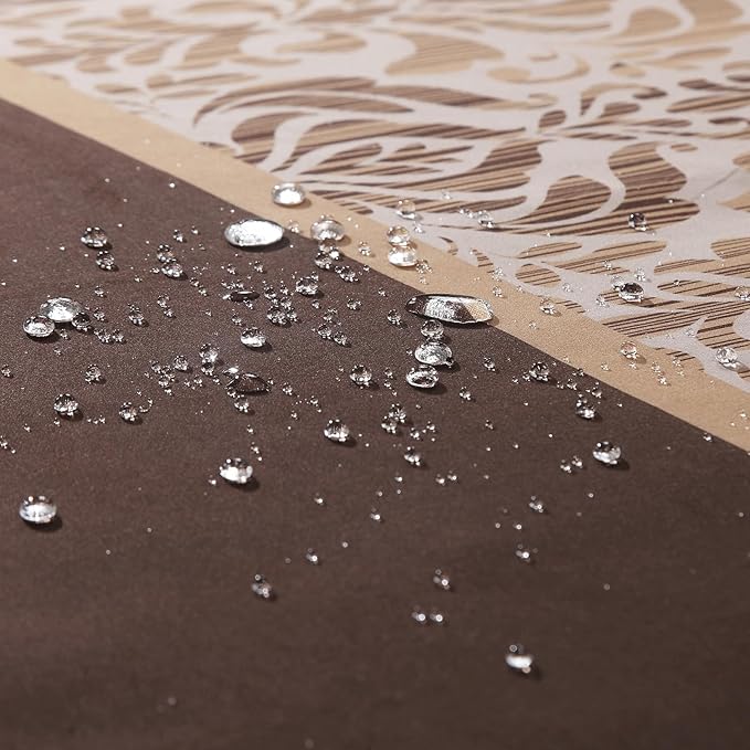 Extra Long Fabric Shower Curtain, Soft & Lightweight Brown Damask Print Shower Curtains for Bathroom, 72" W x 84" H