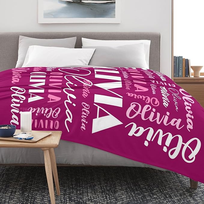 Name Blanket Personalized Blanket for Adult Kids Flannel Customize Throw Blanket Custom (Color 30, 50 x 60 Inches)