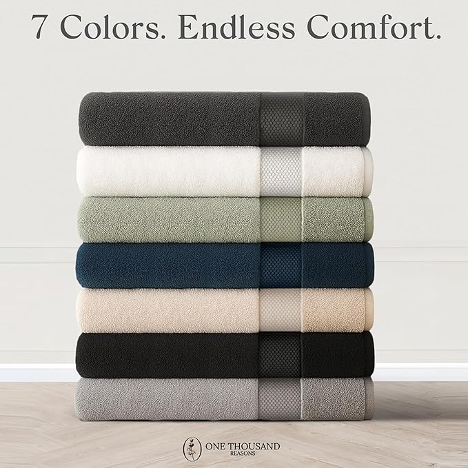 Premium Staple Cotton Bathroom Towel Set - Sage Green 600 GSM 6-Piece Luxury Bath Towel Set 1 Stripe - 2 Bath Towels, 2 Hand Towels & 2 Washclothes Set - High Absorbent & Quick Dry for Gym, Spa, Hotel