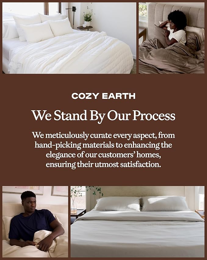 Cozy Earth Luxury Duvet Cover Twin - 100% Viscose from Bamboo - Ultra-Soft, Cooling & Lightweight Duvet Cover - Temperature-Regulating Bedding with Concealed Zip & Interior Snap Closures - Walnut