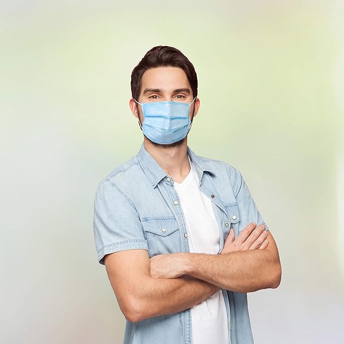 2000 Bulk Face Masks (40 Boxes, 50pcs/Box), Non Woven Thick 3-Layers Breathable Facial Masks with Adjustable Earloop, Mouth and Nose (Blue)