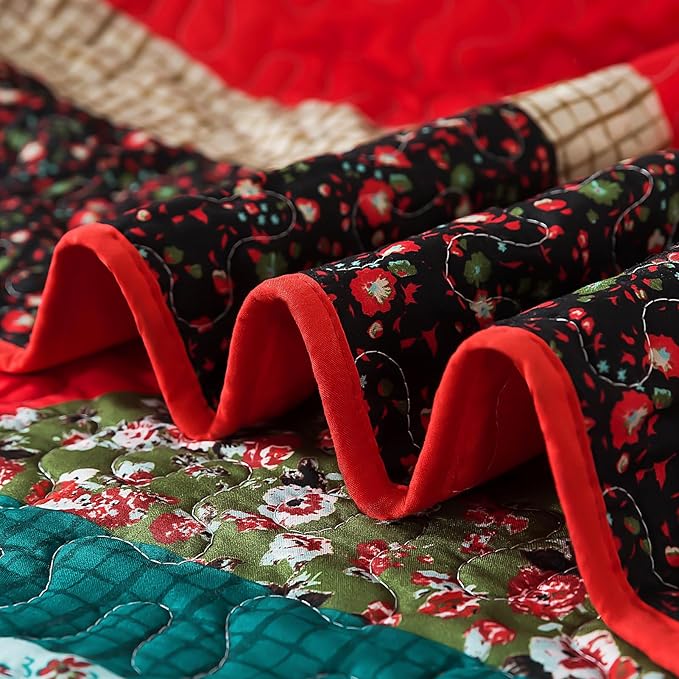 BEDIFANY Christmas California King Size Quilt Set - Cotton Bedspreads Oversized King for Bed - Lightweight Farmhouse King Quilt Bedding Sets for All Seasons, 3 Pieces