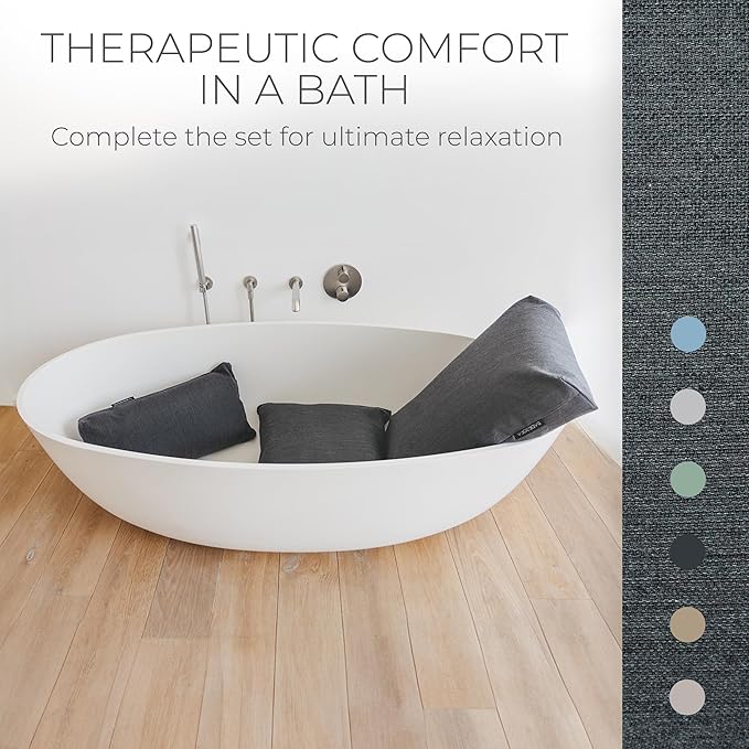 BADESOFA® Luxury Seat Cushion for Bath | Premium-Quality Materials | Comfortable & Quick-Drying | Washable Bath Pillow in Charcoal | Home Spa | Suitable for Bathtub, Steam Sauna & Hot Tub