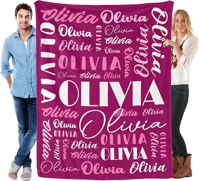 Name Blanket Personalized Blanket for Adult Kids Flannel Customize Throw Blanket Custom (Color 30, 60 x 80 Inches)