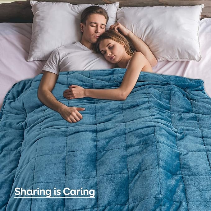 Sivio Sherpa Fleece Weighted Blanket for Adult, 15lbs Fuzzy Throw Blanket with Soft Plush Flannel, Reversible Twin-Size Super Soft Extra Warm Cozy Fluffy Blanket, 48x72 Inch Dual Sided Slate Blue
