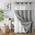 Colorful Star No Hook Shower Curtain with Snap in Fabric Liner, Waffle Weave Heavy Duty Thick Shower Curtains with Mesh Top Window, Hotel Style Waterproof Bathroom Curtain Set, 72 x 81 Inch, Grey