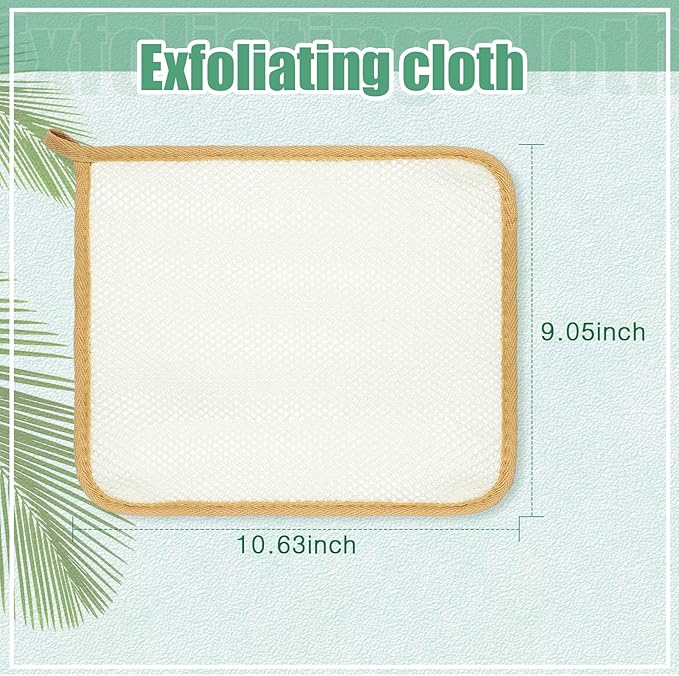 Tatuo 10 Count Exfoliating Wash Cloths for Body and Face Facial Bath Scrub Soft Weave Loofah Towel Exfoliate Bath Towel Remove Dead Skin Wash Cloth for Women Man (Khaki Edge)