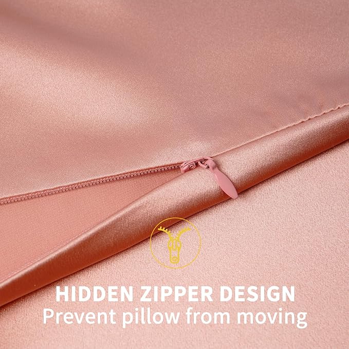 ZIMASILK 100% Pure Mulberry Silk Pillowcase for Hair and Skin Health,Soft and Smooth,Both Sides Premium Grade 6A Silk,600 Thread Count,with Hidden Zipper,1pc(Standard 20''x26'',Coral)
