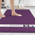 MAYSHINE Plush Shaggy Chenille Bath Mat | Extra Soft, Super Absorbent, Non-Slip Bathroom Rug | Fluffy Microfiber, Area Rug Sets for Bathroom Floor, Kitchen, Living Room | 47"x27" | Plum