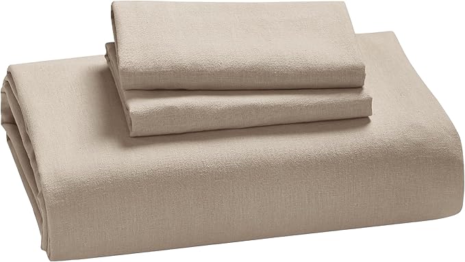 Bedsure Linen Duvet Cover Queen Size - Linen Cotton Blend Bedding Set, Soft & Cozy, 3 Pieces, 1 Duvet Cover 90x90 Inches and 2 Pillowcases, Warm Tan Color Cooling Bedding, Comforter Sold Separately